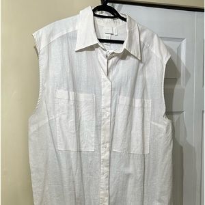 NWT sleeveless 100% cotton/linen midi dress.  Generous fit.